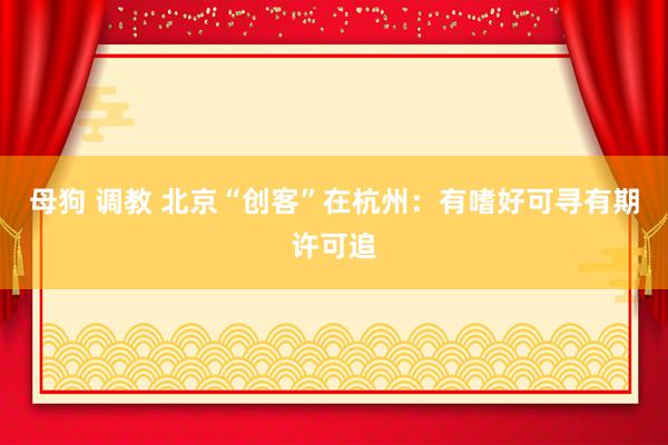 母狗 调教 北京“创客”在杭州：有嗜好可寻有期许可追