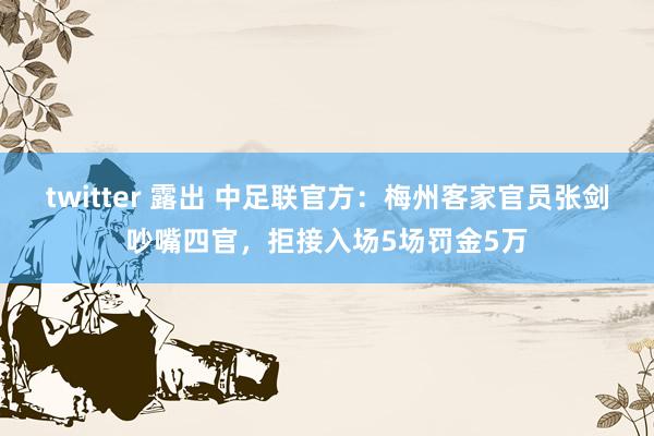 twitter 露出 中足联官方：梅州客家官员张剑吵嘴四官，拒接入场5场罚金5万